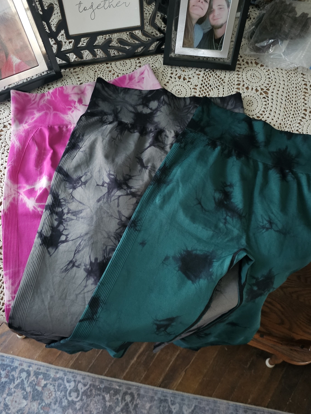 TieDye High Seamless Leggings  Pink, Gray, Teal Xl New 3 Pr Butt Lifter (126)